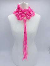 Chrysanthemum Flower Necklace | Handmade Recycled Ribbon Statement Jewelry