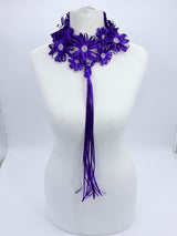 Chrysanthemum Flower Necklace | Handmade Recycled Ribbon Statement Jewelry