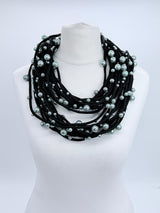 Handmade Pearl Statement Necklace | Recycled Textile Cord - Small
