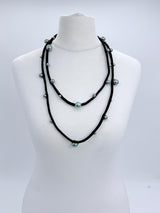 Handmade Pearl Statement Necklace | Recycled Textile Cord - Small