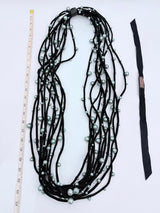 Handmade Pearl Statement Necklace | Recycled Textile Cord - Small