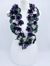 Handmade Poppy Necklace | Recycled Plastic & Hand Embroidered Ribbon Jewelry - Long