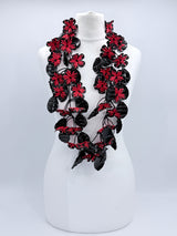 Handmade Poppy Necklace | Recycled Plastic & Hand Embroidered Ribbon Jewelry - Long