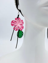 Handmade Poppy Flower Earrings – Recycled Plastic Statement Earrings with Silver Hook | Eco Friendly Gift for Women