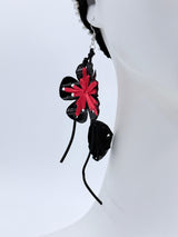 Handmade Poppy Flower Earrings – Recycled Plastic Statement Earrings with Silver Hook | Eco Friendly Gift for Women