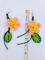 Handmade Poppy Flower Earrings – Recycled Plastic Statement Earrings with Silver Hook | Eco Friendly Gift for Women