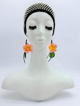 Handmade Poppy Flower Earrings – Recycled Plastic Statement Earrings with Silver Hook | Eco Friendly Gift for Women