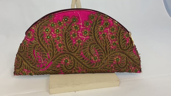 Mid Asia Vintage Fabric Peacock Tail Hand Bag