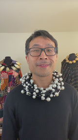 Faux Pearls on Textile Cord Necklaces - Large
