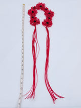 Chrysanthemum Flower Necklace | Handmade Recycled Ribbon Statement Jewelry - Short