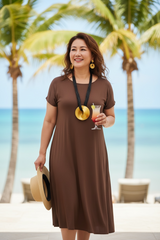women pendant necklace handmade from recycled bamboo sustainable jewelry