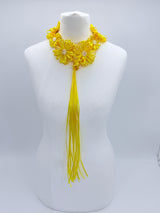 Chrysanthemum Flower Necklace | Handmade Recycled Ribbon Statement Jewelry - Short