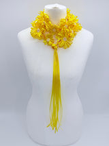 Chrysanthemum Flower Necklace | Handmade Recycled Ribbon Statement Jewelry