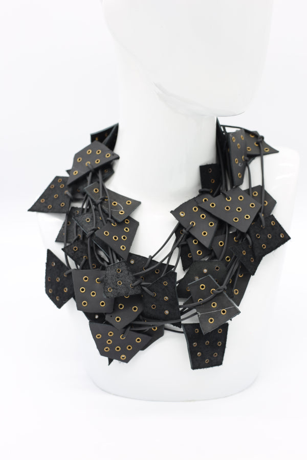 Recycled Leather Irregular Shapes - Bronze Grommets - Jianhui London