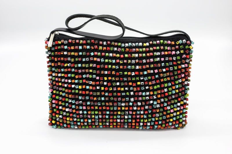 Large Hand-painted Hand-crocheted Beads Bag Summer Multi - Jianhui London