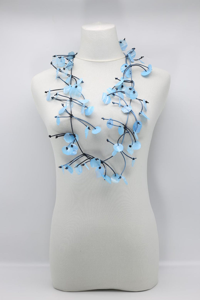 Aqua Water Lily Leaf Necklaces - Hand-painted - Long - Jianhui London