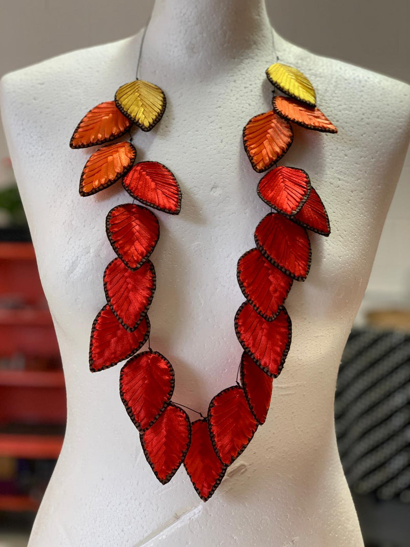 Autumn Leaves Embroidered Necklace - Jianhui London