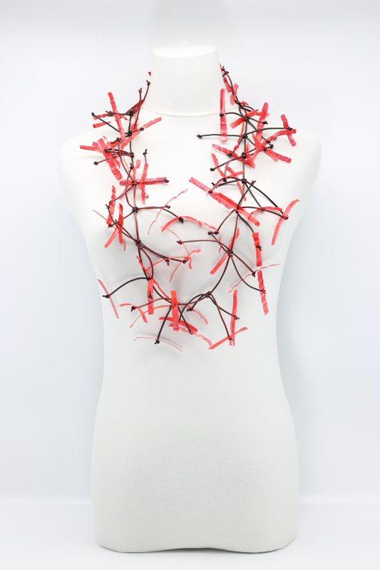 Upcycled plastic bottles - Aqua Willow Tree & Water lily Necklace - Duo- Hand-painted - Jianhui London