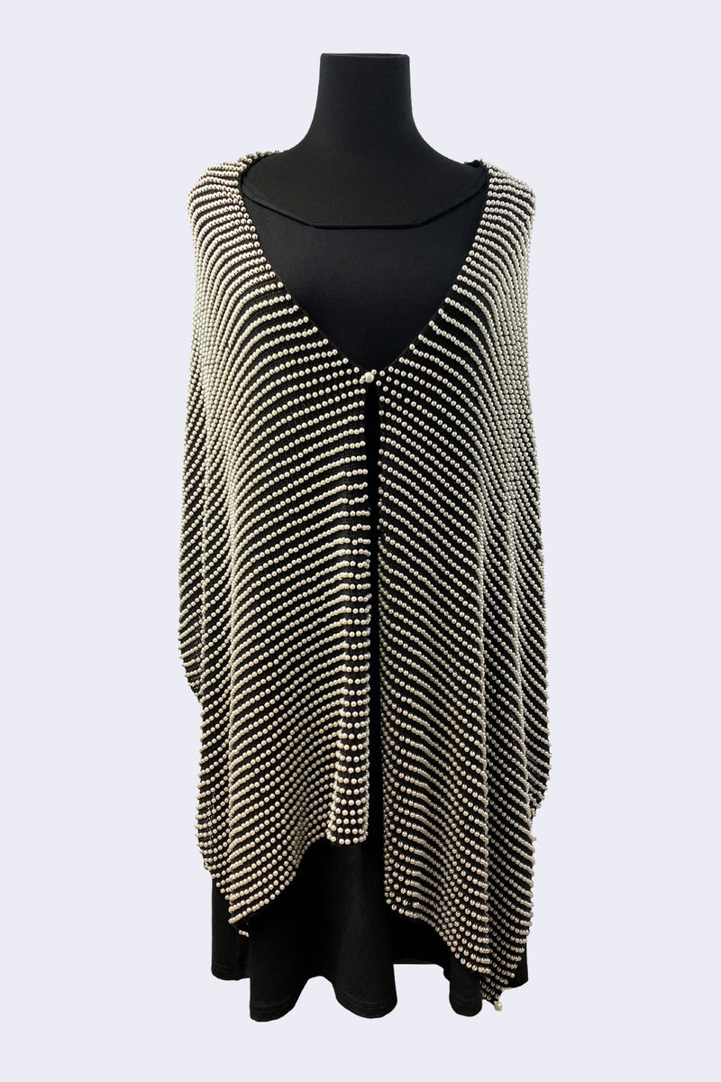 Wearable Art - Faux Pearls Rectangular Shawl - Jianhui London