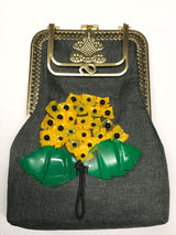 Handmade Rectangular Big Purse with Bronze Frame and Handle - Jianhui London