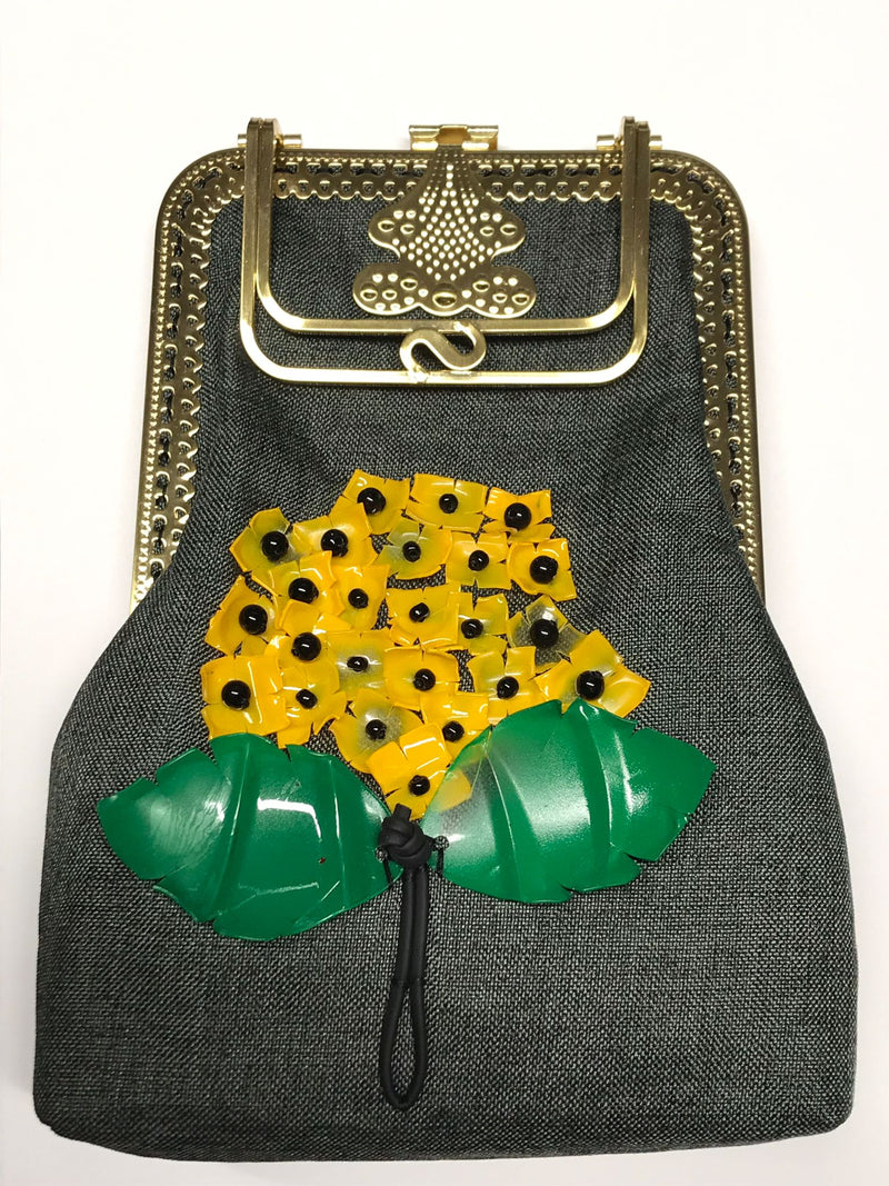 Handmade Rectangular Big Purse with Bronze Frame and Handle - Jianhui London