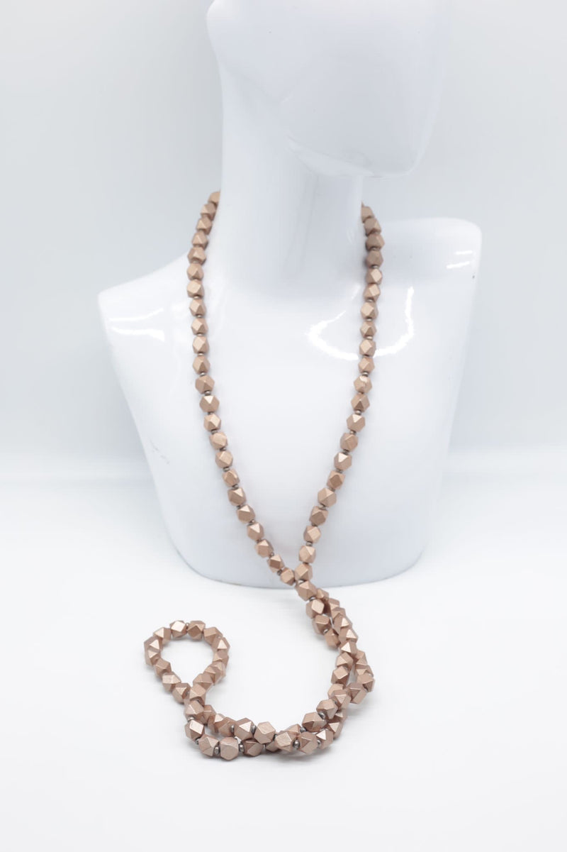 Faceted Wooden Beads Necklaces - Jianhui London