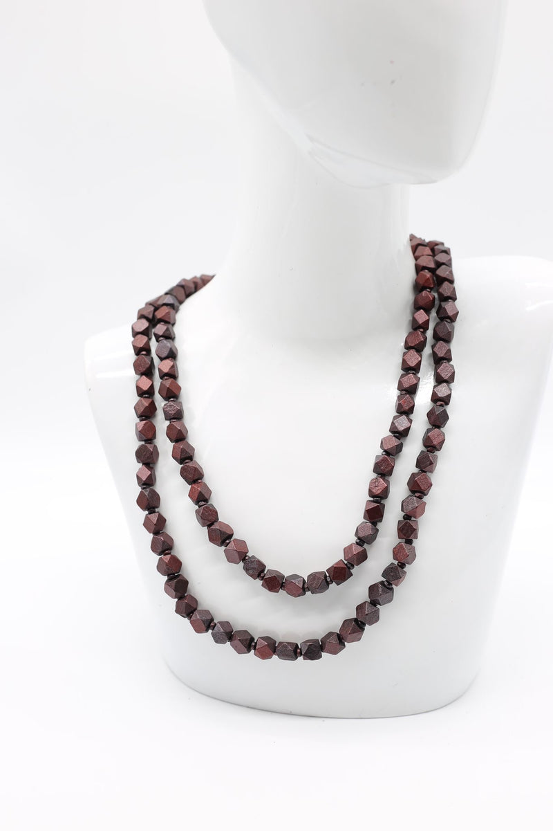 Faceted Wooden Beads Necklaces - Jianhui London