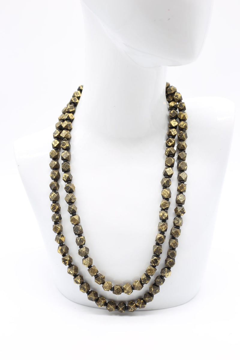 Faceted Wooden Beads Necklaces - Jianhui London