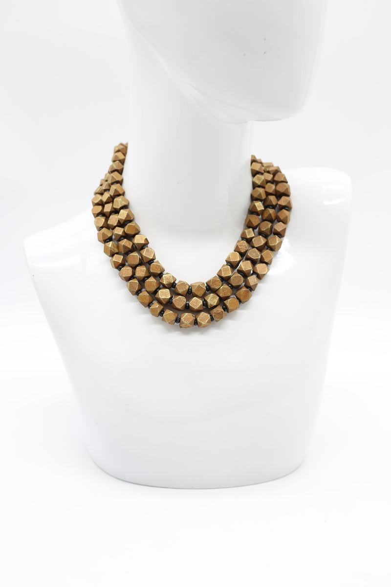 Faceted Wooden Beads Necklaces - Jianhui London