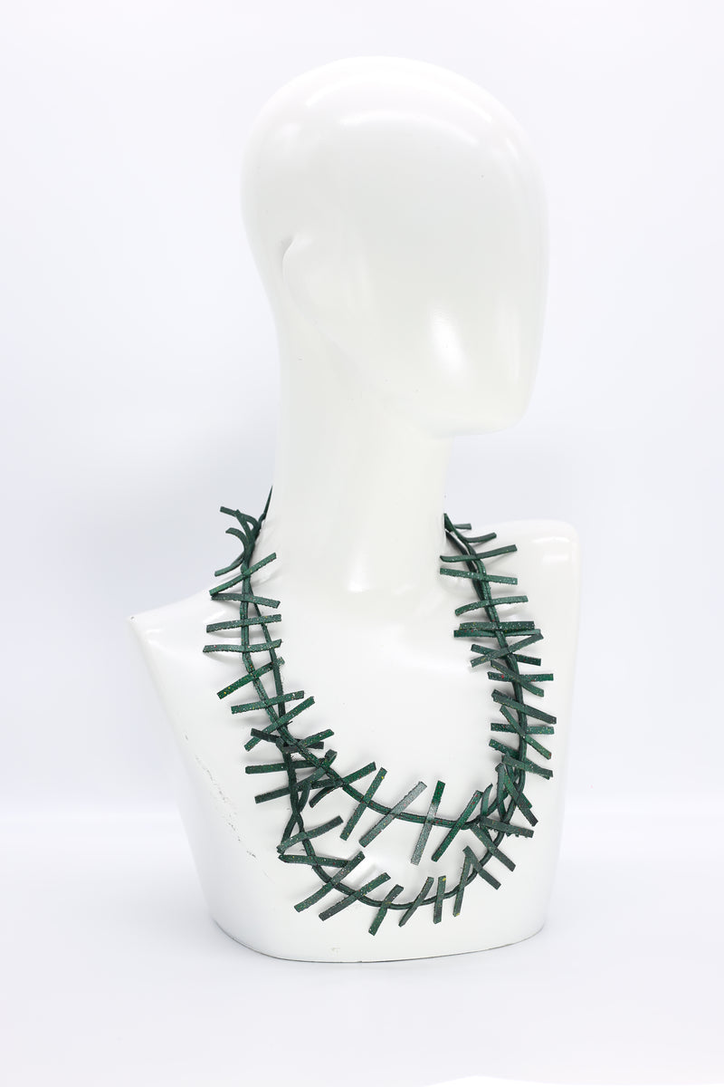 Recycled Leatherette Fir Necklaces - Hand painted - Jianhui London