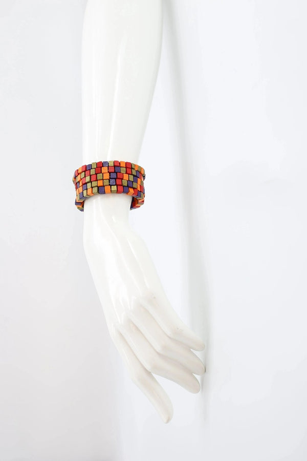 Pashmina Wooden Beads Snake Bracelets - Multi colour - Jianhui London