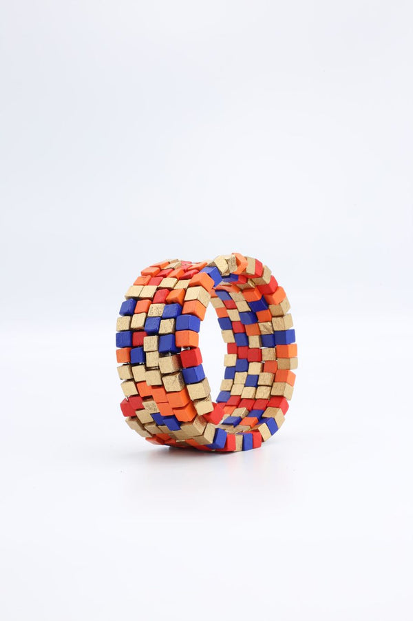 Pashmina Wooden Beads Snake Bracelets - Multi colour - Jianhui London