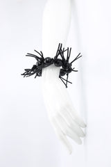 Round Beads and Leatherette Spikes Bracelet - Jianhui London