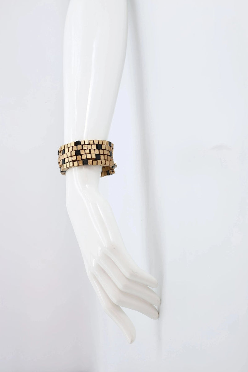 Pashmina Wooden Beads Snake Bracelet - Mosaic - Jianhui London