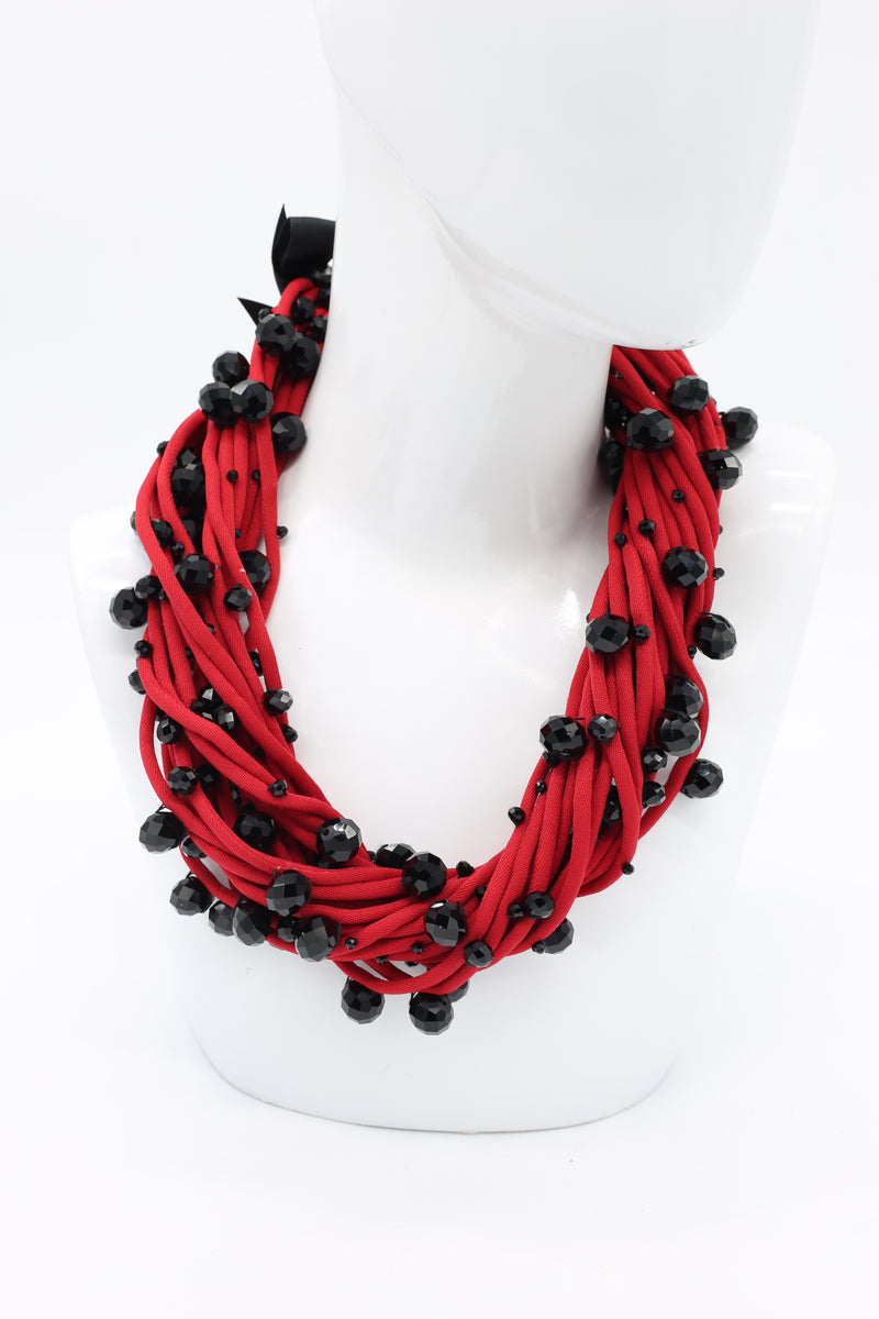 Crystals on Textile Cord Necklace - Jianhui London