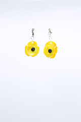 Clip on Hanging Poppy Flower Earrings - Hand painted - Jianhui London