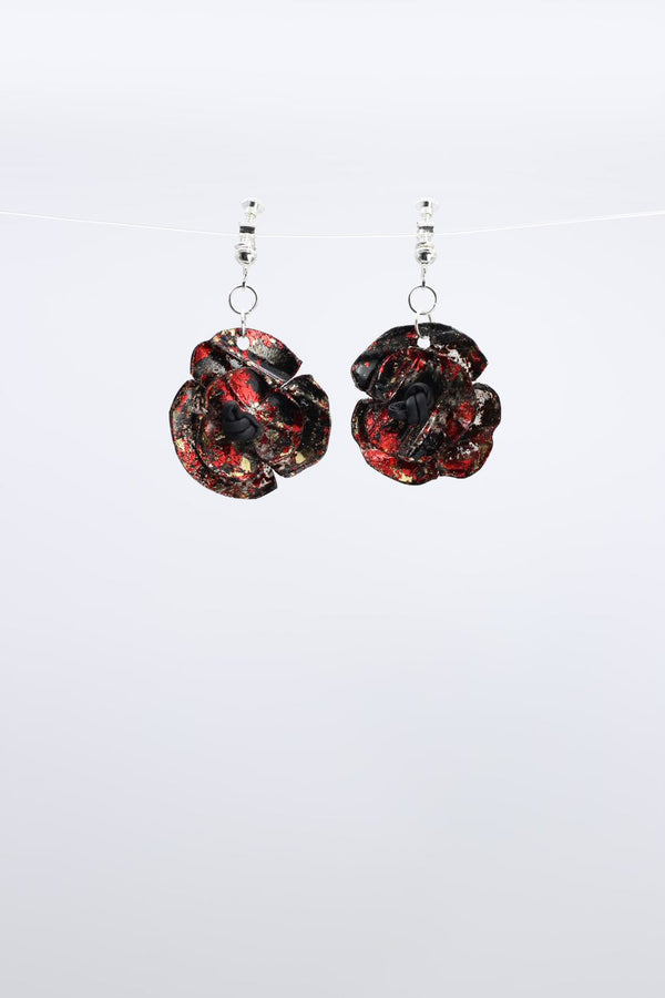 Clip on Hanging Poppy Flower Earrings - Jianhui London