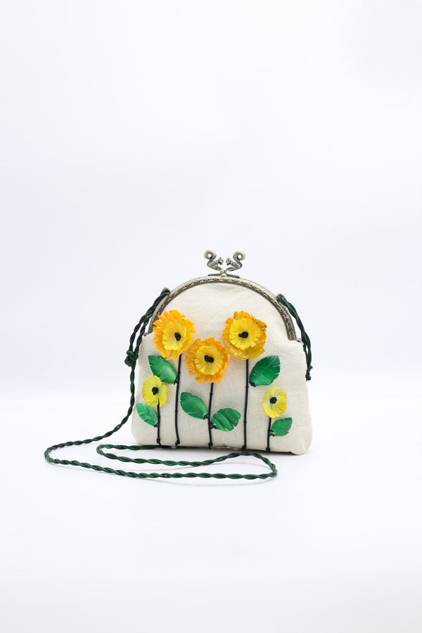 Handmade Cross Body Big Purse -Sunflower - Jianhui London