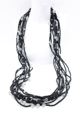 Crystals on Textile Cord Necklace - Jianhui London