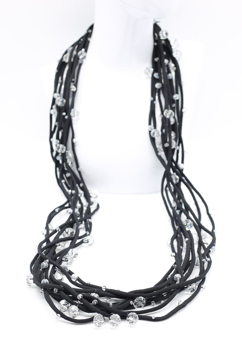 Crystals on Textile Cord Necklace - Jianhui London
