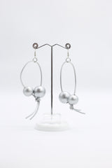 Round Beads on Leatherette Loop Earrings - Jianhui London