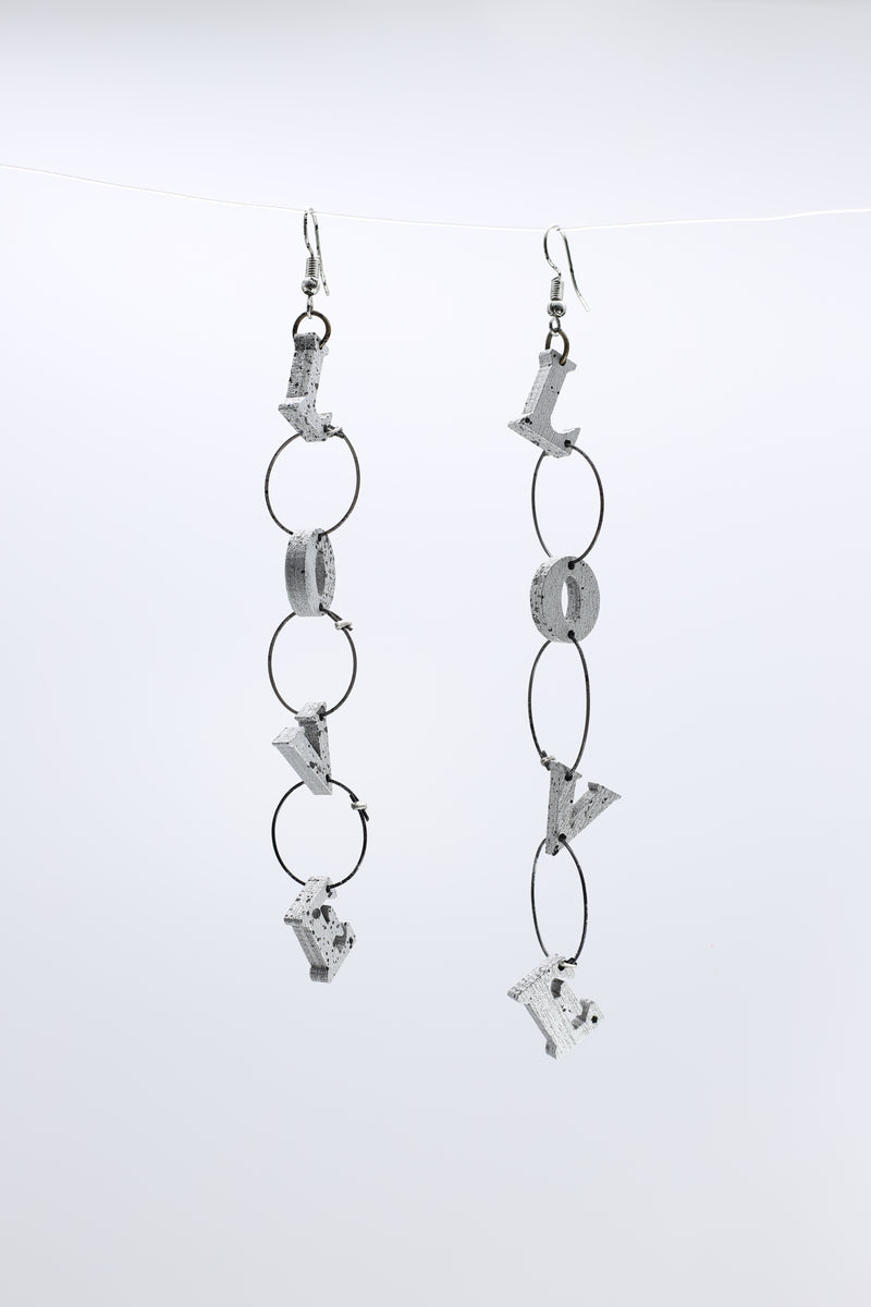 Wooden LOVE chain earrings - Hand Painted - Jianhui London