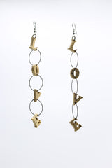 Wooden LOVE chain earrings - Hand Painted - Jianhui London