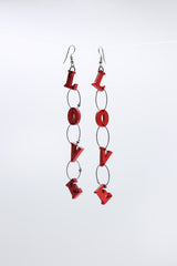 Wooden LOVE chain earrings - Hand Painted - Jianhui London