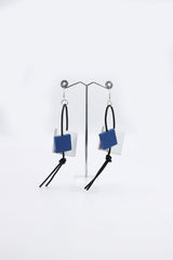 Squares on Leatherette Loop Earrings - Duo - Jianhui London