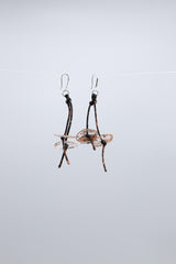 Aqua Water Lily earring Hand gilded gold with red - Jianhui London