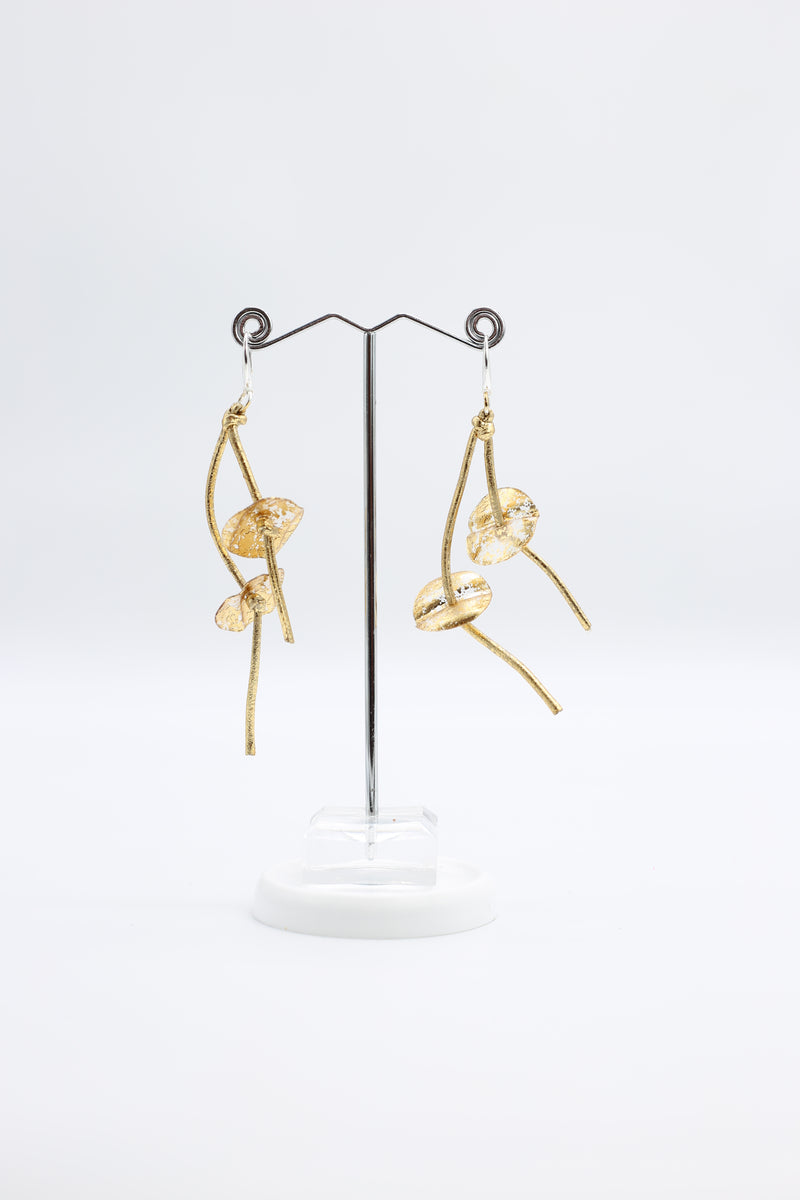 Aqua Water Lily earrings - Hand gilded - Jianhui London