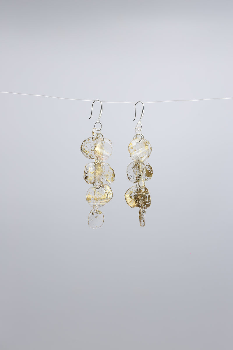 Aqua Water Lily earring- Hand gilded green - Jianhui London