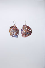 Aqua Big Lotus Roots earring - Hand painted red - Jianhui London