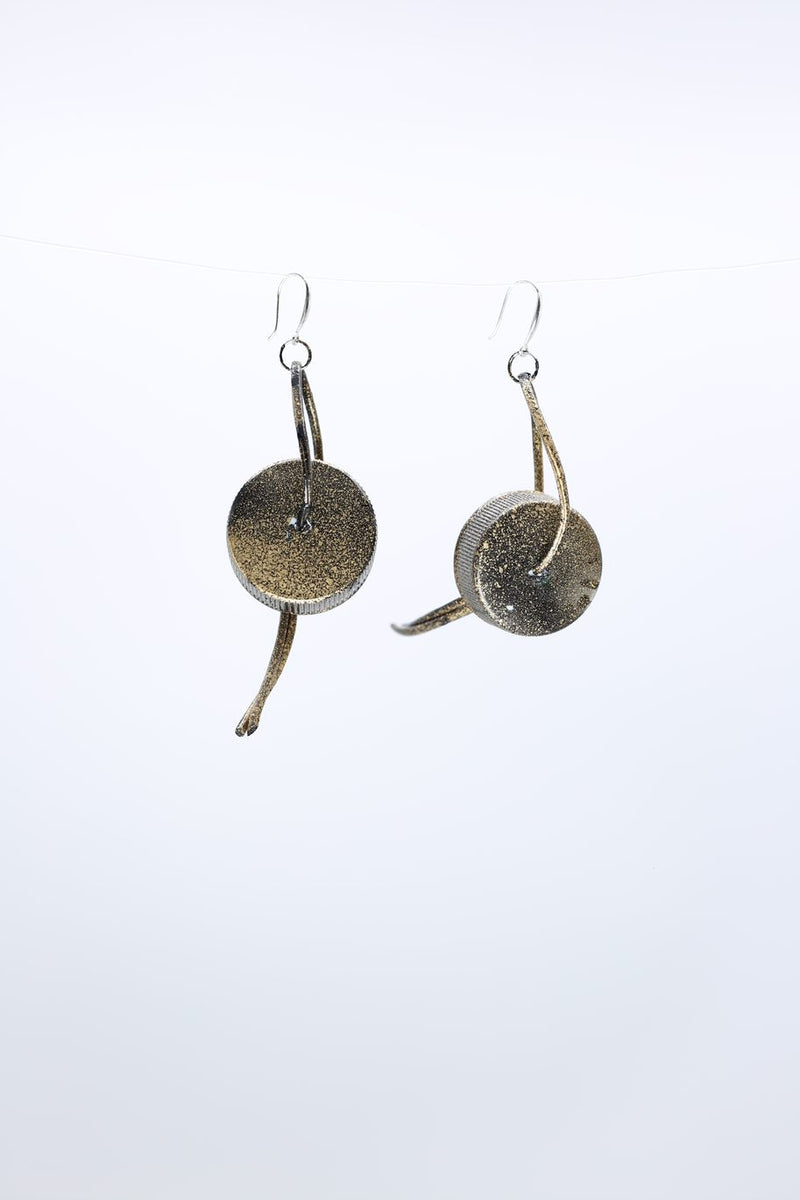 Upcycled plastic bottles - Water Lily of Bottle Caps Tree Earrings - Hand-painted - Jianhui London